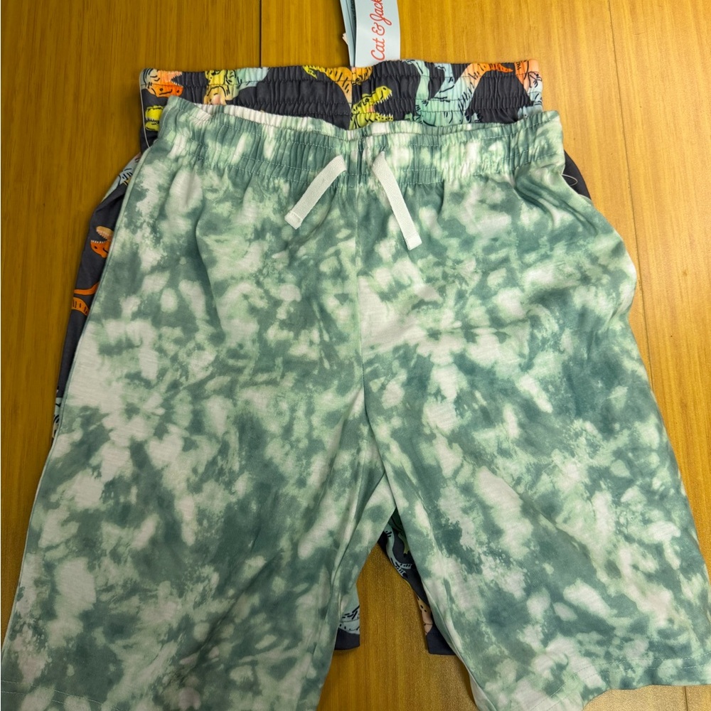 Cat & Jack Dino & Tie Dye 2 Piece Boys Shorts Youth Pack Large 12/14